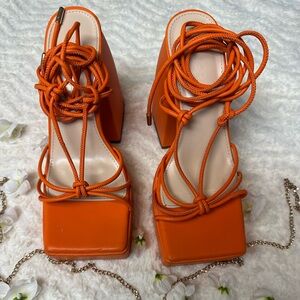 Orange platform heels